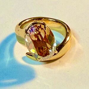 ALEXIS BITTAR • Crystal Capped Bold Modern Minimalist Bypass Ring